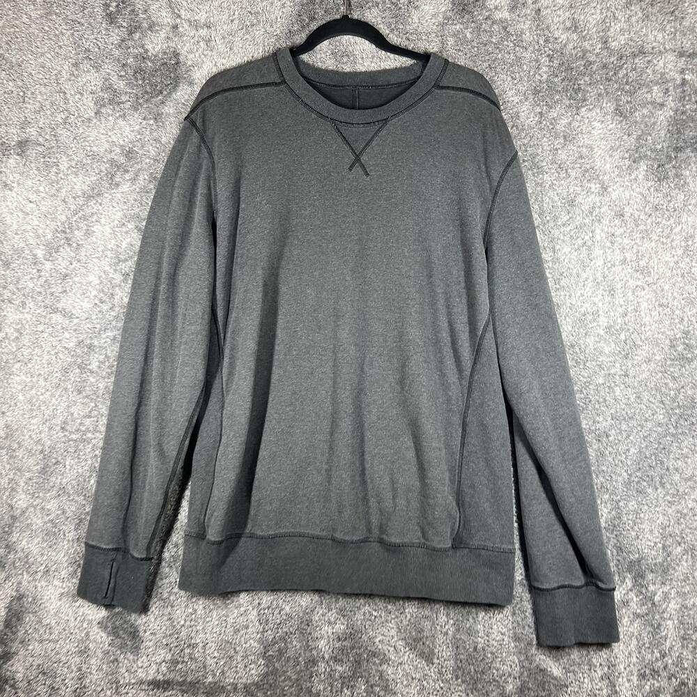 Lululemon Sweatshirt Mens XL Gray Pullover Fleece Crew Neck Tagless Logo